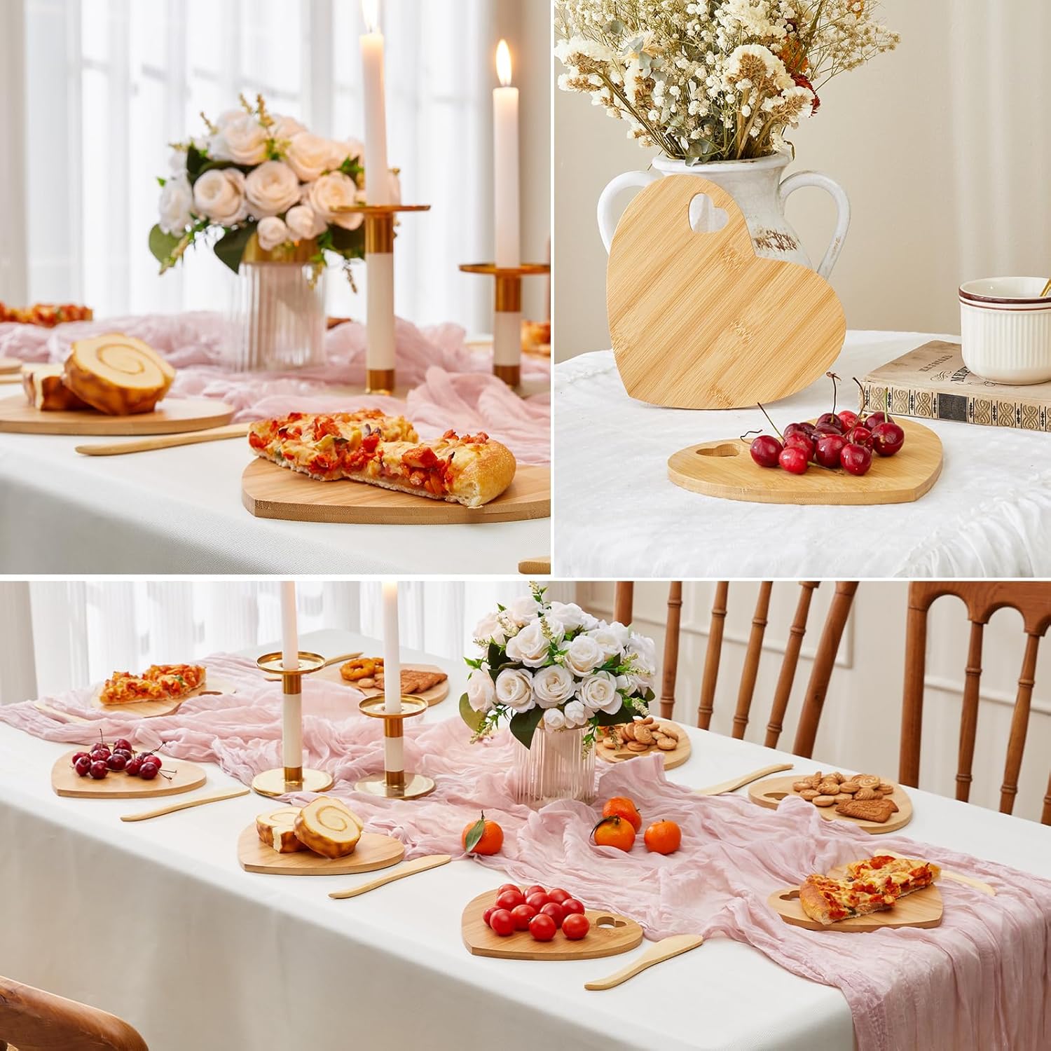Wedding Party Gifts Wooden Heart Shaped Cheese Board Cheese Knives Set with Thank You Tags&Gift Boxs, Gifts for Guests Prizes Wedding Party Bridal Party Baby Shower - Fairy Wolf Creations