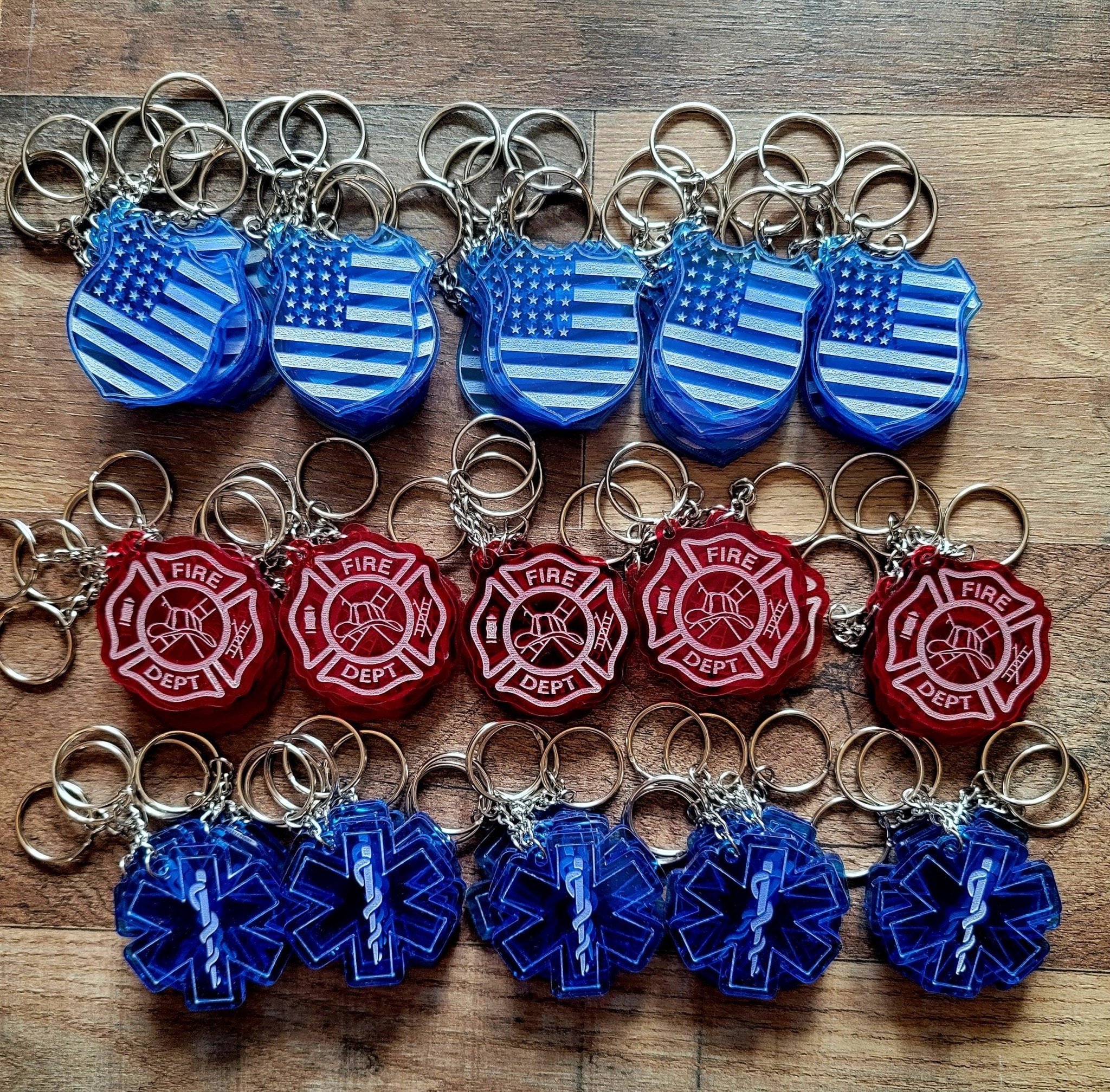 Laser Cut and Engraved First Responder Keychains - Fairy Wolf Creations