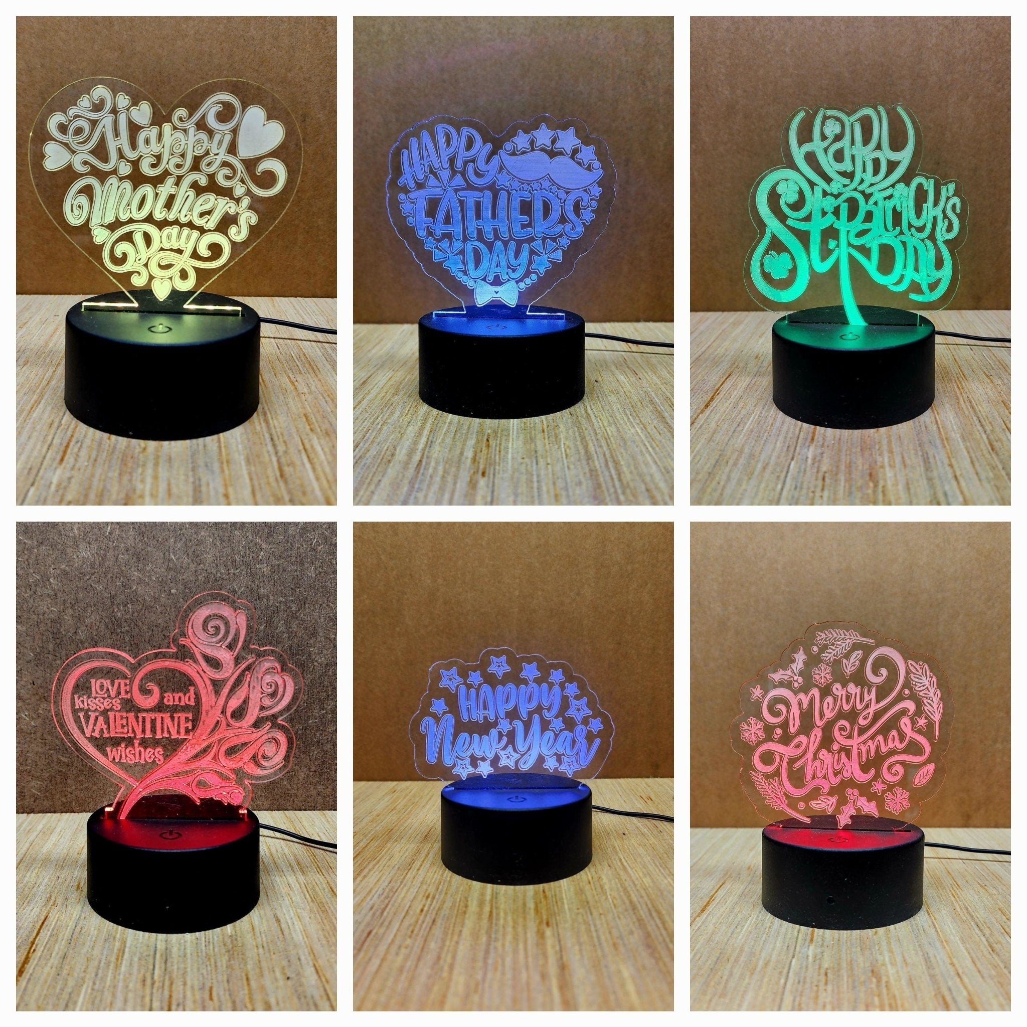 Laser Engraved Acrylic Signs with LED lighted base - Fairy Wolf Creations