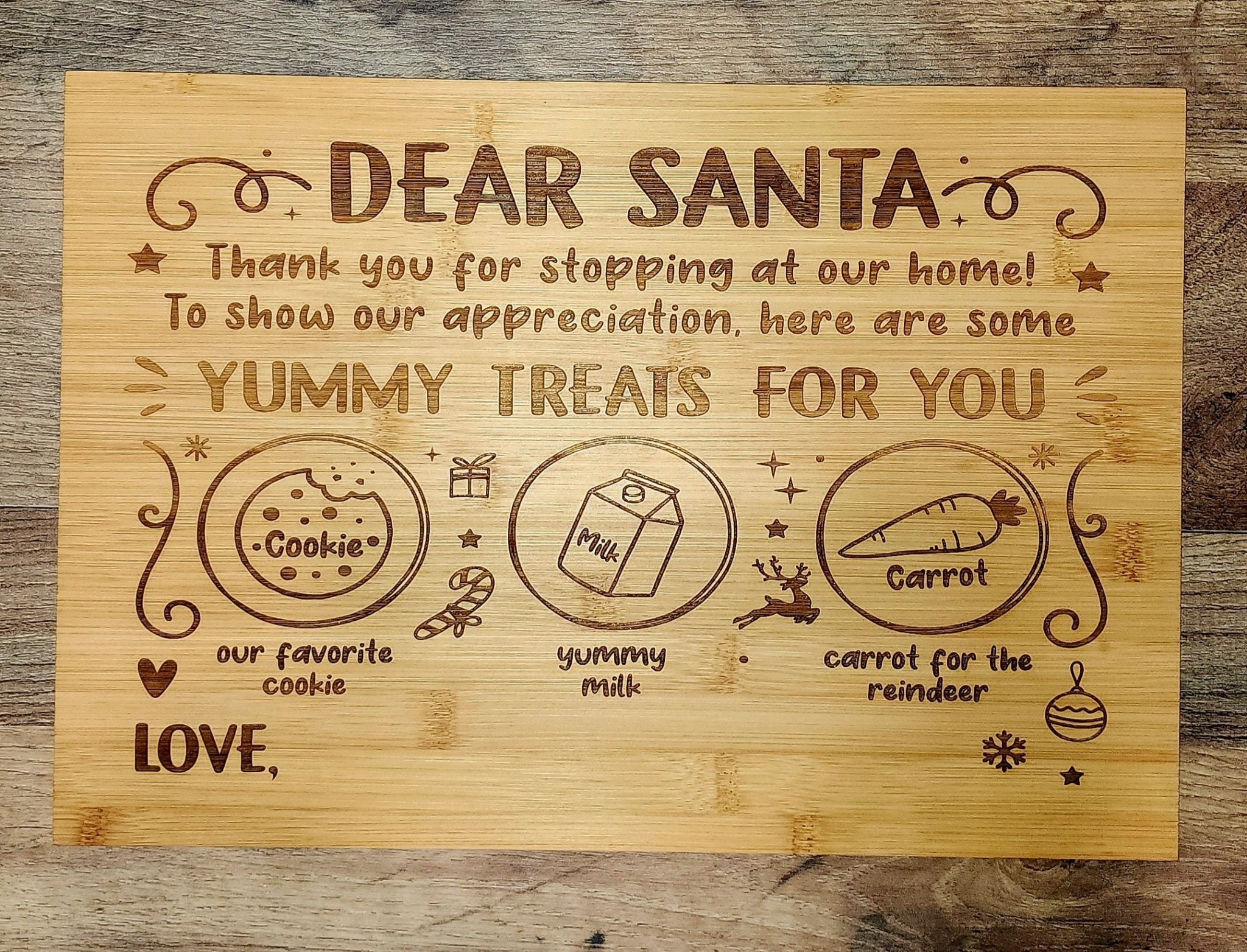 Laser Engraved Cookies and Milk For Santa Tray - Fairy Wolf Creations
