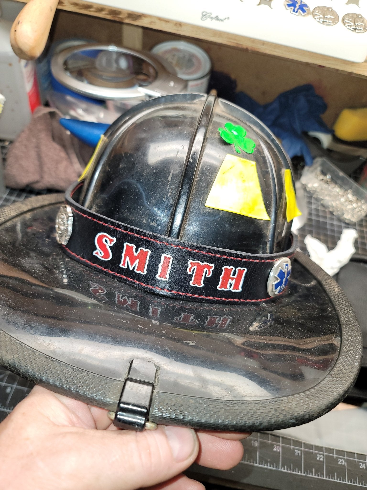 Leather Firefighter Helmet Band - Fairy Wolf Creations